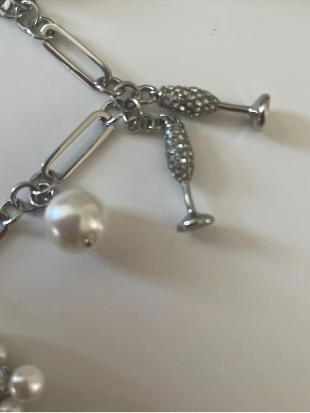 kate spade Silver Pearl & Crystal Charm Bracelet